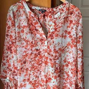 George Orange and White Floral Top XL